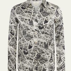 L'AGENCE Black and White Graphic Blouse